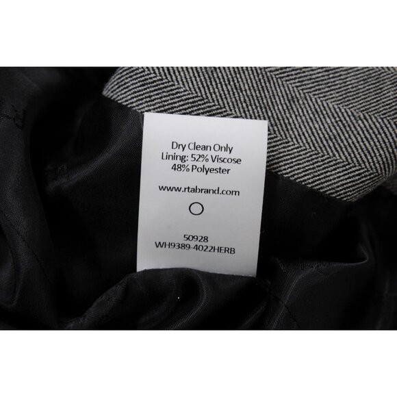 RTA Womens Herringbone Double Breasted Blazer Small White Grey Black Jacket - Picture 11 of 12